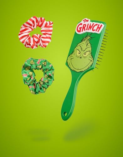The Grinch Hair Brush and Scrunchie Set - Green Paddle Brush