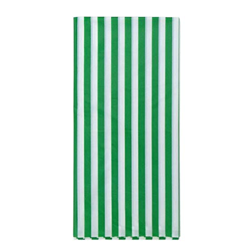 OOCC 2-Pack Disposable Plastic Table Covers - 54"x108" Green Stripes