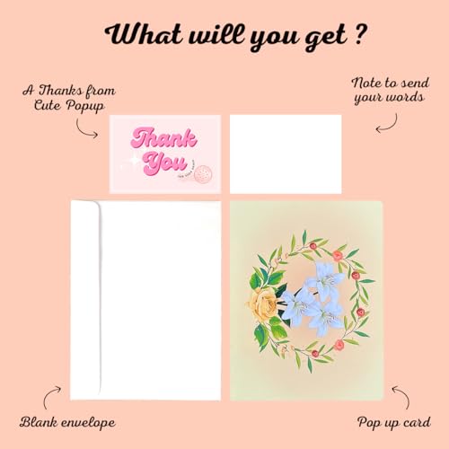 3D Sympathy Pop Up Card with Dove & White Lily - 6x8 Inch