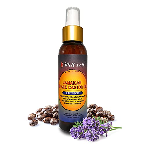 Well's Oil Jamaican Black Castor & Lavender Oil Spray - 4 oz | Lightweight Moisturizing Hair & Scalp Oil