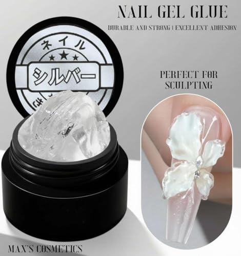 Max's Cosmetics Japanese Style UV Nail Gel Glue for Press-Ons & 3D Art (4pk)