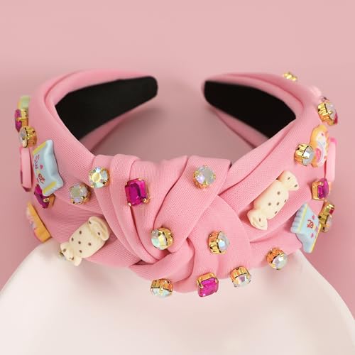 Cupcake Pink Knotted Headband - Cute Beaded Candy Hair Accessory for Women