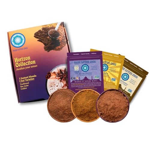 Blue Lotus Chai Horizon Collection Variety Box - 50 Cups of Instant Masala Chai