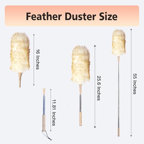 Cede noo Extendable Lambswool Duster - 22-55 Inch Flexible Head