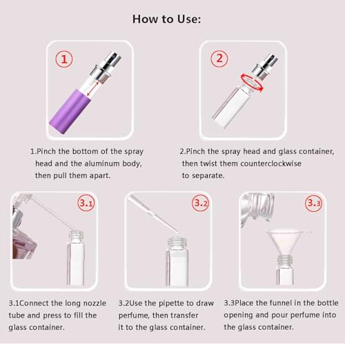 MIVIXI 5ml Refillable Travel Perfume Atomizer 6-Pack - Leakproof & Portable