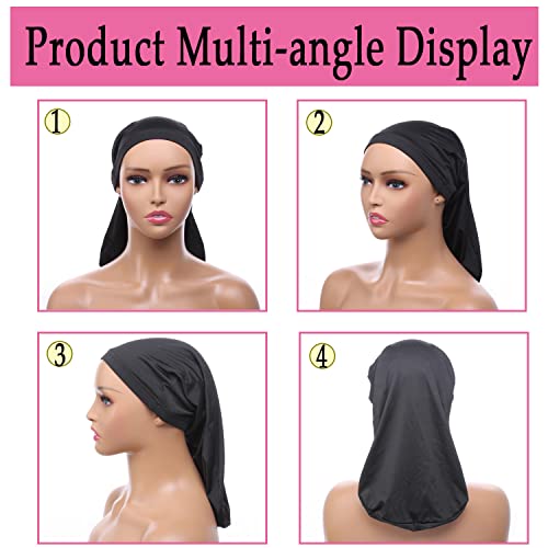 Leeven Shower Cap for Women & Men - Dreadlock & Hair Protection, Black & Red, 2 Pack