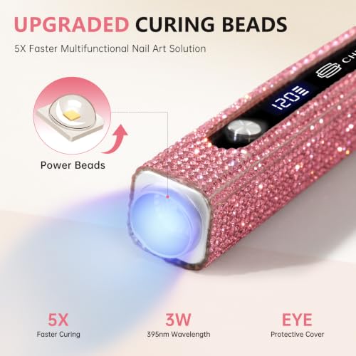 Pink Diamond Flash Cure Nail Lamp with UV Light for Gel Nails, Handheld
