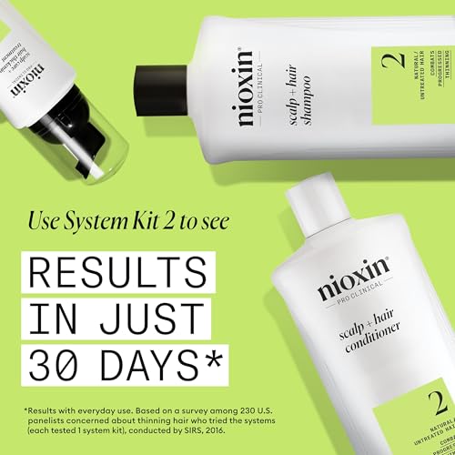 NIOXIN System 2 Scalp + Hair Thickening Conditioner for Natural Hair with Progressed Thinning | Boost Hair Density with Niacinamide & Biotin | Refreshed Scalp with Healthy Shine