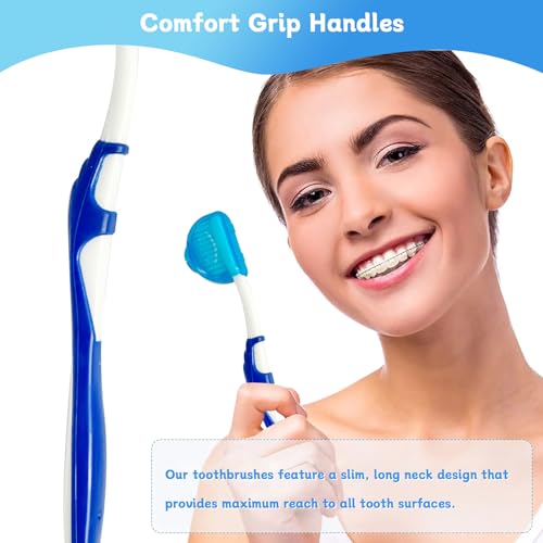 Orthodontic Dental Care Kit - 4 Soft Bristle Toothbrushes & Flosser