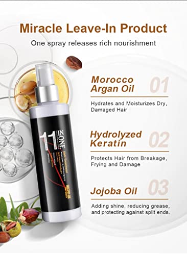 KizaiaCare 11-in-1 Leave-In Hair Detangler Spray for All Hair Types