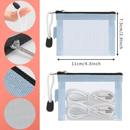 Classycoo Mini Mesh Zipper Pouches - 5 Pack Small Nylon Travel Organizer Bags