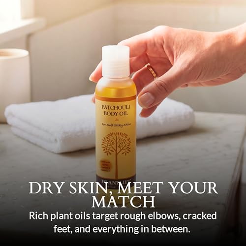 Plantlife Patchouli Body Oil - Hydrating, Non-Greasy Moisturizer 4 oz