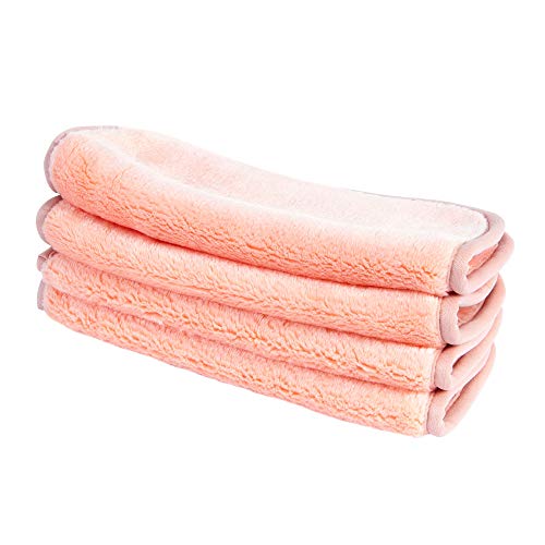 Eurow Reusable Microfiber Makeup Remover Cloths - 4-Pack, Coral, 8"x8"