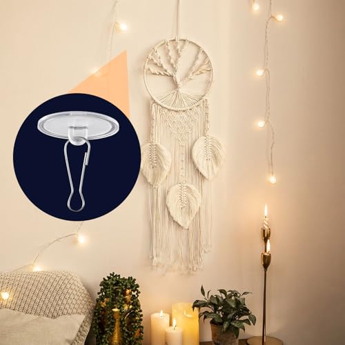 100 Pack Self-Adhesive Ceiling Hooks - Clear Plastic Wall Hangers