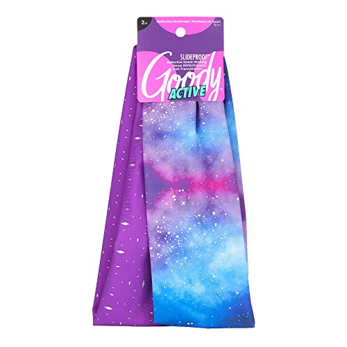 Goody Active Headwraps - Reflective Galaxy, 2 Count, Ouchless Fit