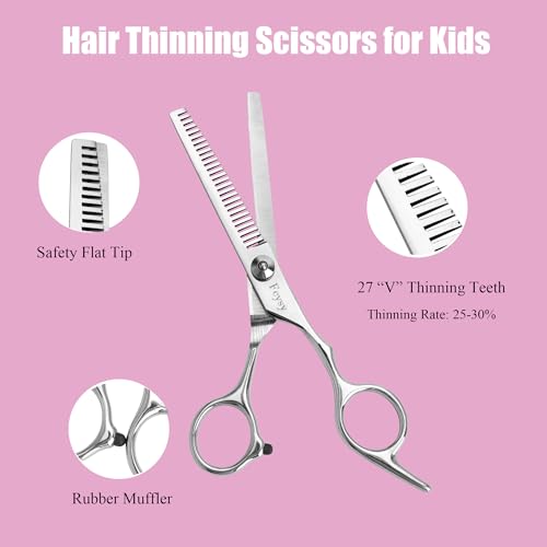 Fcysy 8pcs Kids Hair Cutting Scissors Thinning Shears Set with Safety Round Tips