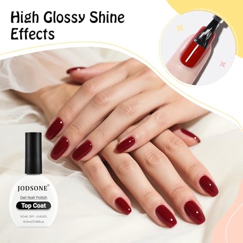 JODSONE Gel Top Coat - 2x 16.5ml No Wipe Glossy Finish