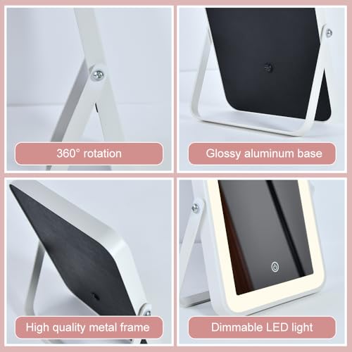 YEKKOPT Rechargeable LED Vanity Mirror, 3-Color Dimmable Makeup Mirror