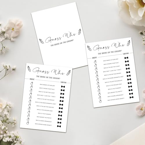 Guess Who The Bride or Groom Game Cards for Bridal Showers - 30 Pack