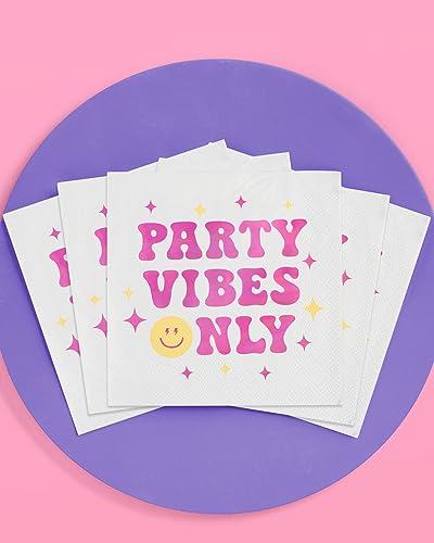 Party Vibes Only Napkins - 3-Ply Cocktail Napkins, 24 Pack