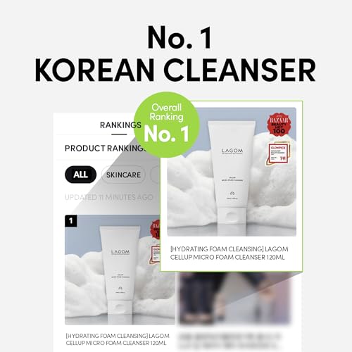 LAGOM Cellup Micro Foam Cleanser - Hydrating Face Wash 4.05 Fl Oz