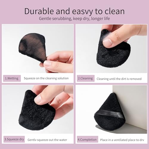 24PCS Black Triangle Makeup Powder Puffs with Storage Case