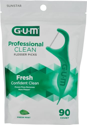 GUM Professional Clean Floss Picks - Mint Flavored, 90 Count