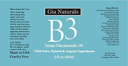 Gia Naturals Vitamin B3 Serum 1 Oz Anti-Aging Skin Repair & Pore Minimizer