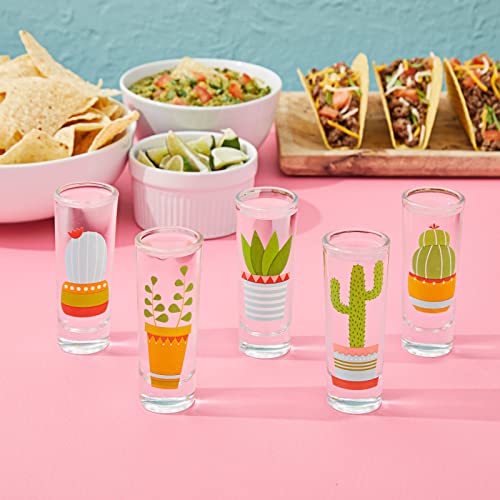 Cactus Shot Glasses Set - 5-Pack, 2 Oz Colorful Tequila Glasses