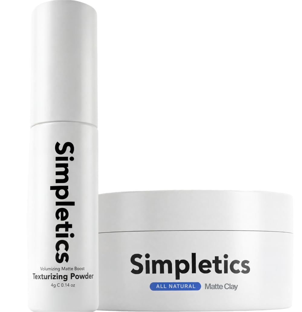 Simpletics Texture Essentials Duo - Sea Salt Spray & Hair Texture Powder Bundle - Volumizing Lift, Matte Finish & Beach Waves - Lightweight Styling System for Men & Women