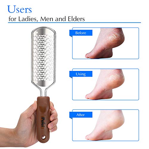 Pefei 2-Pack Professional Stainless Steel Pedicure Foot Files for Wet & Dry Feet
