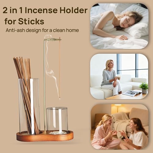 2-in-1 Incense Holder with Glass Ash Catcher for Yoga & Meditation