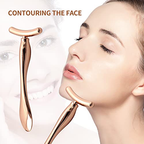 Metal Eye Cream Applicator & Face Roller Massager Set - Gold