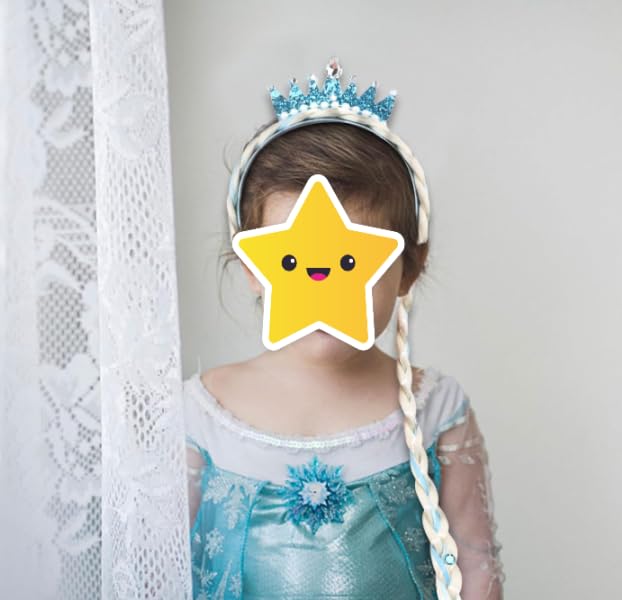 Blue Braided Costume Headband with Crown, Long Blonde Braid Hair Accessory