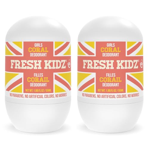 Fresh Kidz Kids & Teens Deodorant Coral 1.86 fl oz Pack of 2 - Aluminum & Chemical-Free
