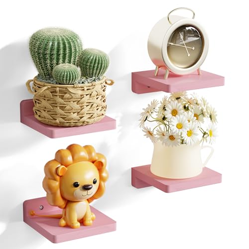 SRIWATANA 5-Inch Floating Shelves Set of 4 - Compact Wood Wall Shelves for Home Decor