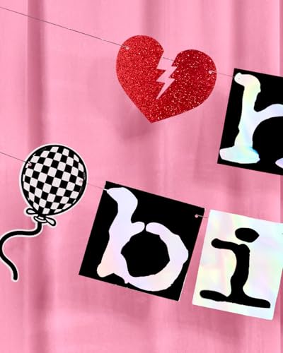 Iridescent Emo Birthday Banner | Goth Party Decor with Hearts