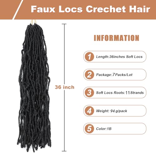 36 Inch Soft Locs Crochet Hair - 7 Packs Faux Locs for Black Women