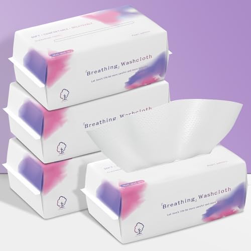 LRCXL 400 Count Disposable Face Towels - Soft Cotton Dry Wipes for Makeup Removal & Cleansing