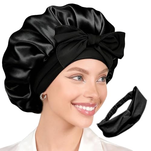 Women's Silk Satin Sleep Bonnet - Soft Adjustable Hair Wrap for Women