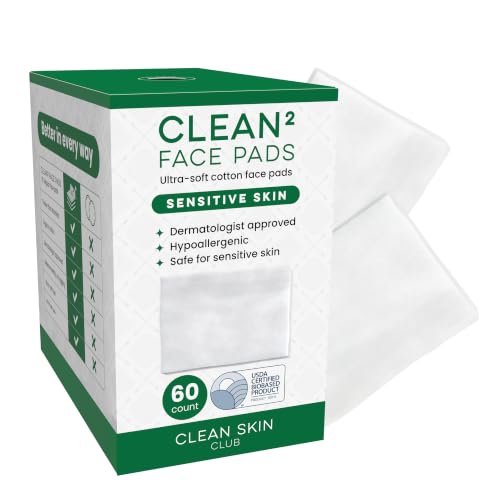 Clean Skin Club Cloud Pads, Ultra-Soft & Thick Face Pads, 100% Organic Cotton Dermatologist-Approved Makeup Remover and Toner Applicator, Sensitive-Skin Safe, 60 Count (Pack of 1)