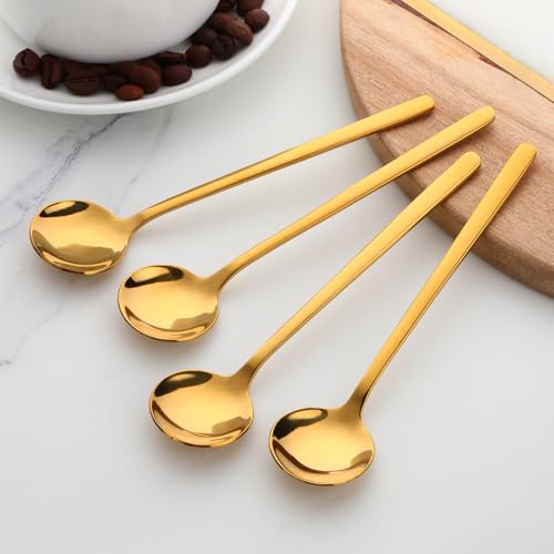 TEAHAHA 8 Pcs Stainless Steel Coffee Spoons Set, 5.3-Inch Mini Espresso Spoons for Tea, Sugar & Ice Cream