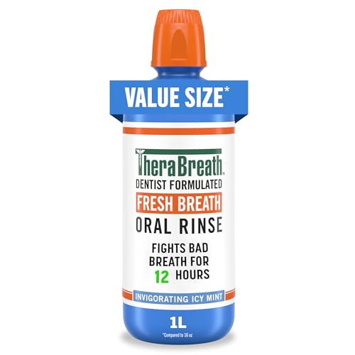 TheraBreath Fresh Breath Oral Rinse - Icy Mint, 1 Liter, Alcohol-Free