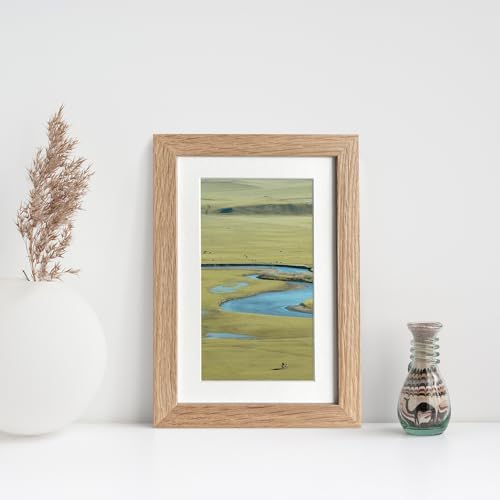 Natural Oak 4x6 Picture Frame Set of 2 with Mat for 3x5
