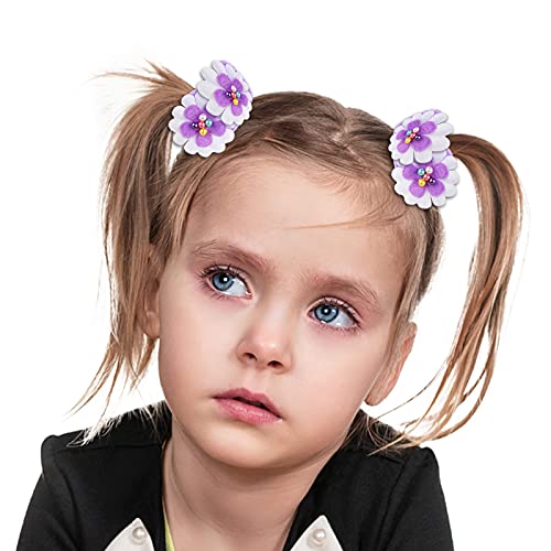 50 Pcs Cute Flower Hair Ties for Girls - Soft Multicolor Scrunchies