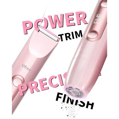 Ufree Bikini Trimmer Women Electric Razors Dual Head, Pubic Body Hair Trimmer Electric Shaver for Face, Legs, Arm, Rechargeable Lady Shaver Waterproof, Summer Grooming Kit