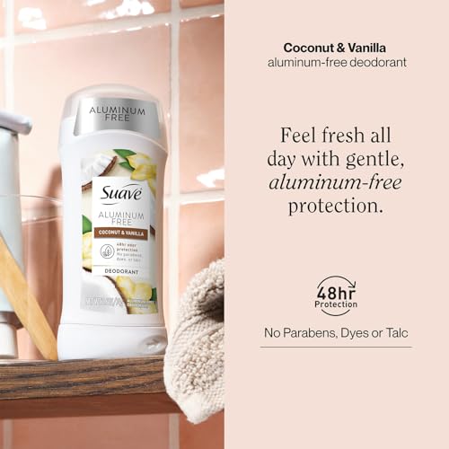 Suave Aluminum-Free Deodorant for Women, Coconut & Vanilla, 2-Pack, 2.6 oz