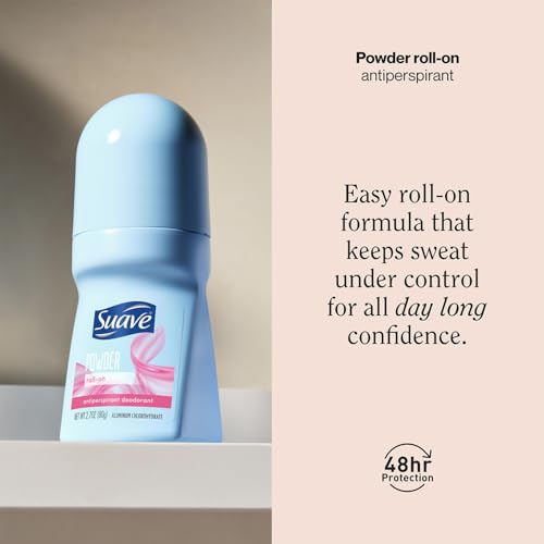 Suave Roll-On Deodorant for Women, Powder Fresh, 3-Pack - 24H Protection