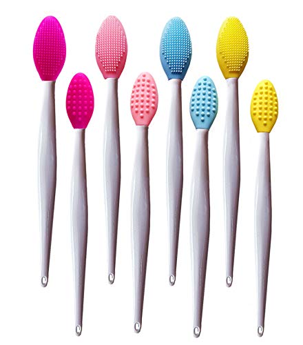 Double-Sided Lip Scrub Brush Set - 8 Pcs Silicone Exfoliator
