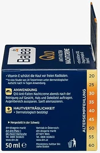 Volans Balea Q10 Anti-Wrinkle Night Cream 50ml - Skin Rejuvenating Face Moisturizer
